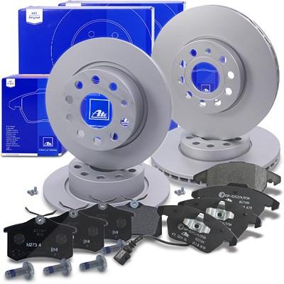 Ate Bremsscheiben +Bremsbeläge vorne+hinten für Audi, Seat, Skoda, VW von ATE