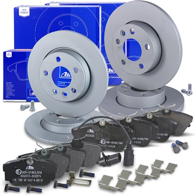 Ate Bremsscheiben +Bremsbeläge mit Warnkontakt vorne+hinten für VW Ate Bremsscheiben +Bremsbeläge mit Warnkontakt vorne+hinten für VW von ATE