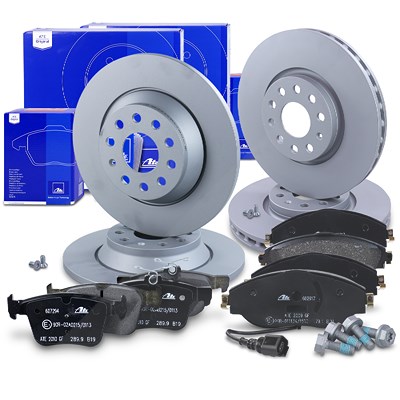 Ate Bremsscheiben +Bremsbeläge vorne+hinten für Seat, Skoda, VW von ATE