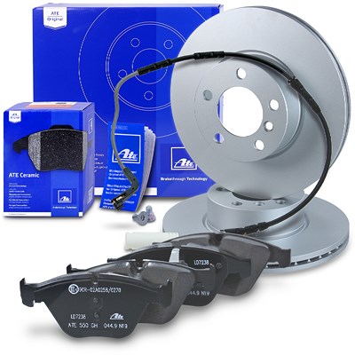 Ate Bremsscheiben +CERAMIC Bremsbeläge +Warnkontakt vorne für BMW Ate Bremsscheiben +CERAMIC Bremsbeläge +Warnkontakt vorne für BMW von ATE