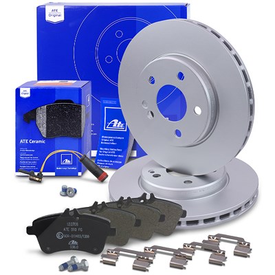 Ate Bremsscheiben +CERAMIC Bremsbeläge +Warnkontakt vorne für Mercedes-Benz Ate Bremsscheiben +CERAMIC Bremsbeläge +Warnkontakt vorne für Mercedes-Benz von ATE