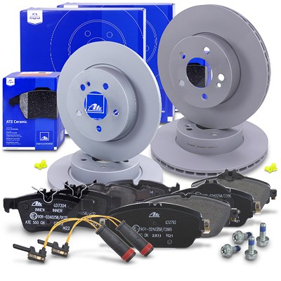 Ate Bremsscheiben +CERAMIC Bremsbeläge +Warnkontakte vorne+hinten für Mercedes-Benz Ate Bremsscheiben +CERAMIC Bremsbeläge +Warnkontakte vorne+hinten für Mercedes-Benz von ATE