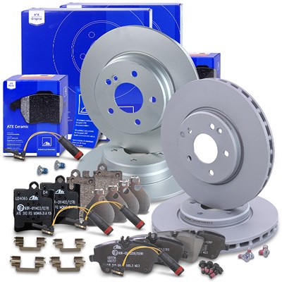 Ate Bremsscheiben +CERAMIC Bremsbeläge +Warnkontakte vorne+hinten für Mercedes-Benz Ate Bremsscheiben +CERAMIC Bremsbeläge +Warnkontakte vorne+hinten für Mercedes-Benz von ATE