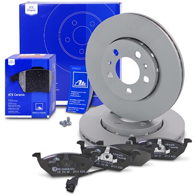 Ate Bremsscheiben +CERAMIC Bremsbeläge mit Warnkontakt vorne für Audi, Skoda, VW von ATE