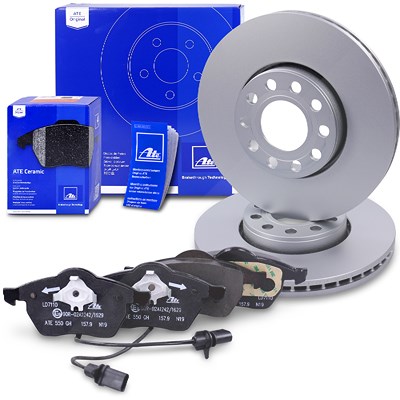 Ate Bremsscheiben +CERAMIC Bremsbeläge mit Warnkontakt vorne für Skoda, VW von ATE
