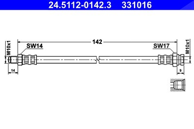 Ate Bremsschlauch [Hersteller-Nr. 24.5112-0142.3] für Abarth, Alfa Romeo, Fiat, Opel von ATE