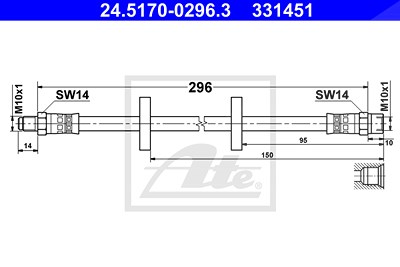 Ate Bremsschlauch [Hersteller-Nr. 24.5170-0296.3] für Audi, VW von ATE