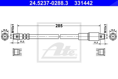 Ate Bremsschlauch [Hersteller-Nr. 24.5237-0288.3] für Audi von ATE