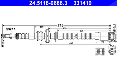 Ate Bremsschlauch [Hersteller-Nr. 24.5118-0688.3] für BMW von ATE