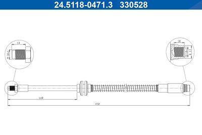 Ate Bremsschlauch [Hersteller-Nr. 24.5118-0471.3] für Citroën, Fiat, Lancia, Peugeot von ATE