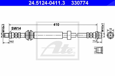 Ate Bremsschlauch [Hersteller-Nr. 24.5124-0411.3] für Ford von ATE