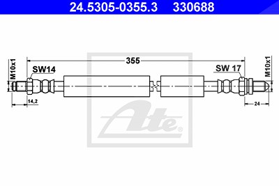 Ate Bremsschlauch [Hersteller-Nr. 24.5305-0355.3] für Ford von ATE