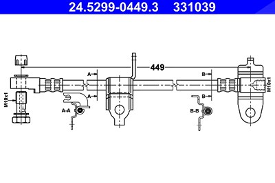 Ate Bremsschlauch [Hersteller-Nr. 24.5299-0449.3] für Ford von ATE