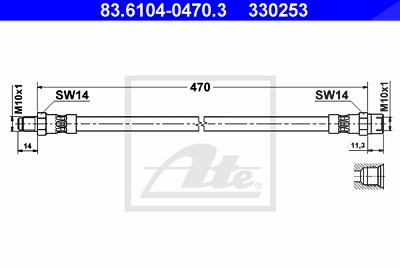 Ate Bremsschlauch [Hersteller-Nr. 83.6104-0470.3] für Mercedes-Benz von ATE