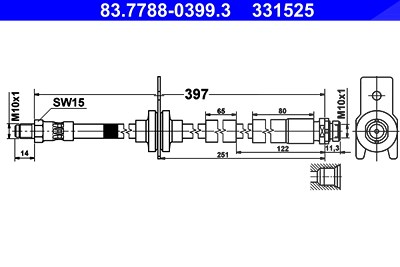 Ate Bremsschlauch [Hersteller-Nr. 83.7788-0399.3] für Ford von ATE