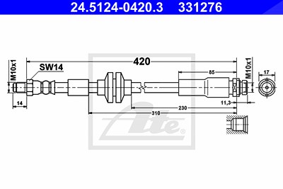 Ate Bremsschlauch Hinterachse [Hersteller-Nr. 24.5124-0420.3] für Ford von ATE