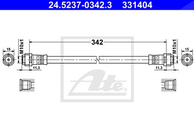Ate Bremsschlauch Hinterachse [Hersteller-Nr. 24.5237-0342.3] für Mercedes-Benz von ATE