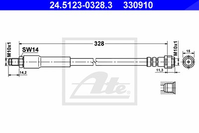 Ate Bremsschlauch Hinterachse [Hersteller-Nr. 24.5123-0328.3] für Mercedes-Benz von ATE