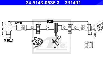 Ate Bremsschlauch [Hersteller-Nr. 24.5143-0535.3] für Mercedes-Benz von ATE