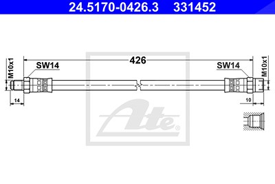 Ate Bremsschlauch [Hersteller-Nr. 24.5170-0426.3] für Mercedes-Benz von ATE