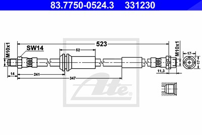 Ate Bremsschlauch [Hersteller-Nr. 83.7750-0524.3] für Mini von ATE