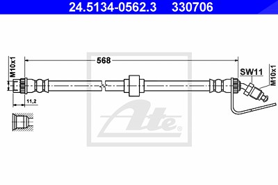 Ate Bremsschlauch [Hersteller-Nr. 24.5134-0562.3] für Opel, Renault, Vauxhall von ATE