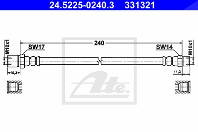 Ate Bremsschlauch [Hersteller-Nr. 24.5225-0240.3] für Porsche von ATE