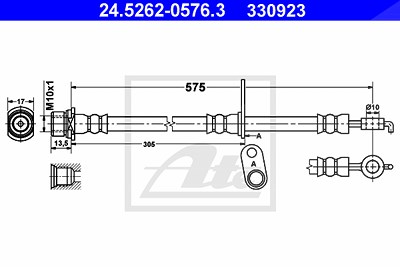 Ate Bremsschlauch [Hersteller-Nr. 24.5262-0576.3] für Toyota von ATE