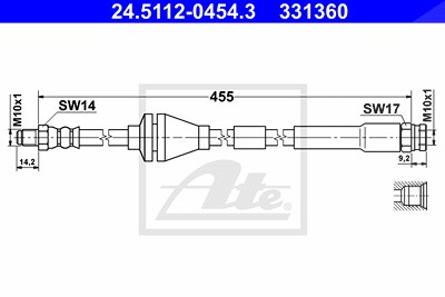 Ate Bremsschlauch vorne/hinten [Hersteller-Nr. 24.5112-0454.3] für Fiat von ATE