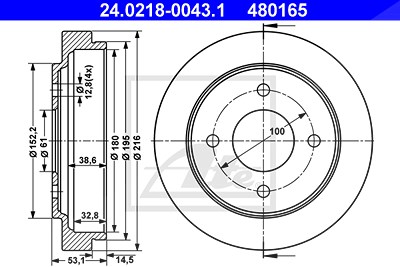 Ate Bremstrommel [Hersteller-Nr. 24.0218-0043.1] für Nissan von ATE