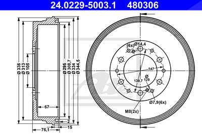 Ate Bremstrommel [Hersteller-Nr. 24.0229-5003.1] für Toyota von ATE