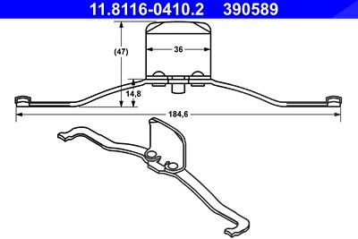Ate Feder, Bremssattel [Hersteller-Nr. 11.8116-0410.2] für Audi, Opel, Saab, Seat, Skoda, Vauxhall, VW von ATE