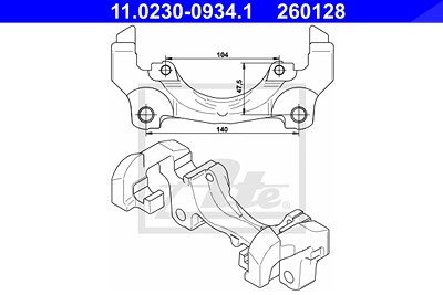Ate Halter, Bremssattel [Hersteller-Nr. 11.0230-0934.1] für Ford, Land Rover, Volvo von ATE