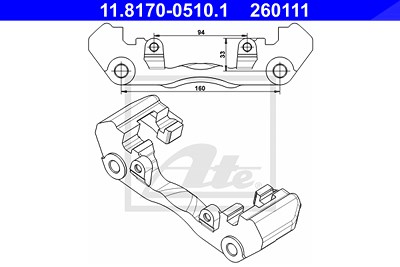 Ate Halter, Bremssattel [Hersteller-Nr. 11.8170-0510.1] für Mercedes-Benz, VW von ATE
