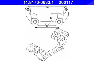 Ate Halter, Bremssattel [Hersteller-Nr. 11.8170-0633.1] für Opel, Saab von ATE
