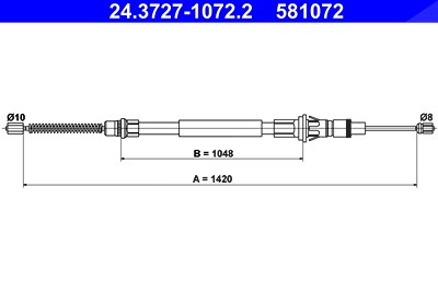 Ate Handbremsseil Hinterachse [Hersteller-Nr. 24.3727-1072.2] für Nissan, Opel, Renault von ATE