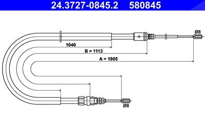 Ate Handbremsseil Scheibenbremse Hinterachse [Hersteller-Nr. 24.3727-0845.2] für Peugeot von ATE