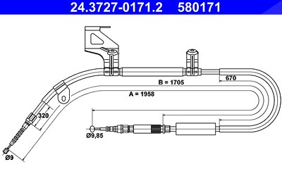 Ate Handbremsseil hinten links [Hersteller-Nr. 24.3727-0171.2] für Audi von ATE