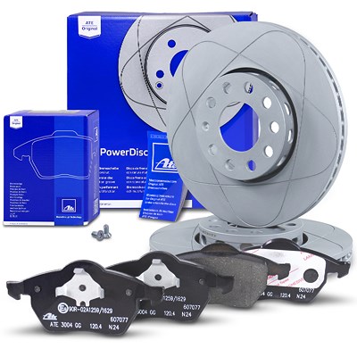 Ate POWERDISC Bremsscheiben +Bremsbeläge vorne für Audi von ATE