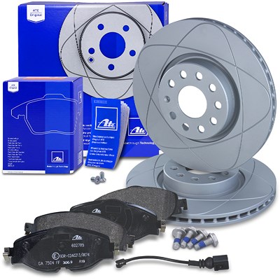 Ate POWERDISC Bremsscheiben +Bremsbeläge mit Warnkontakt vorne für Audi, Seat, Skoda, VW von ATE