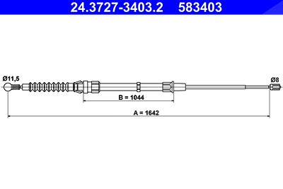 Ate Seilzug, Feststellbremse [Hersteller-Nr. 24.3727-3403.2] für Audi, Seat, VW von ATE