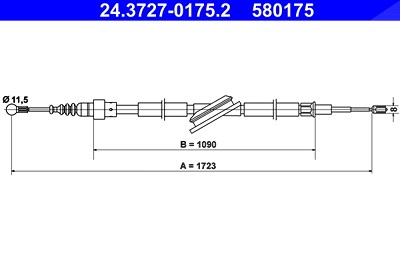Ate Seilzug, Feststellbremse [Hersteller-Nr. 24.3727-0175.2] für Audi, Skoda, VW von ATE