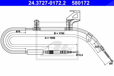 Ate Seilzug, Feststellbremse [Hersteller-Nr. 24.3727-0172.2] für Audi von ATE