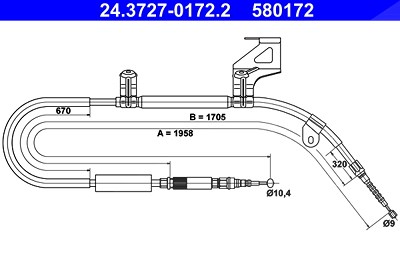 Ate Seilzug, Feststellbremse [Hersteller-Nr. 24.3727-0172.2] für Audi von ATE