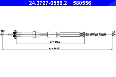 Ate Seilzug, Feststellbremse [Hersteller-Nr. 24.3727-0556.2] für Fiat von ATE