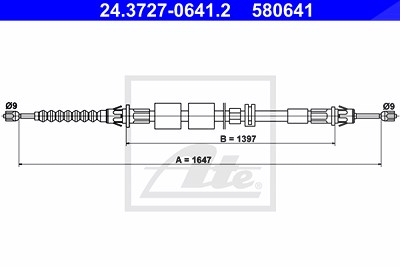 Ate Seilzug, Feststellbremse [Hersteller-Nr. 24.3727-0641.2] für Ford von ATE