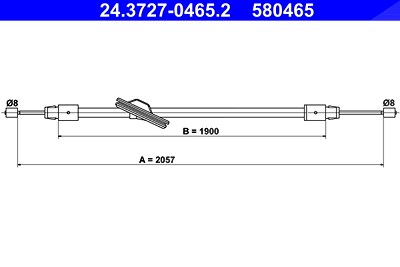Ate Seilzug, Feststellbremse [Hersteller-Nr. 24.3727-0465.2] für Mercedes-Benz von ATE