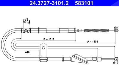 Ate Seilzug, Feststellbremse [Hersteller-Nr. 24.3727-3101.2] für Hyundai von ATE