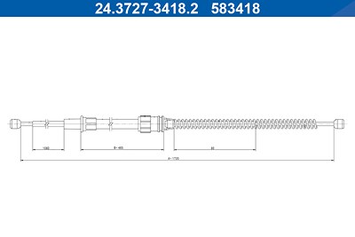 Ate Seilzug, Feststellbremse [Hersteller-Nr. 24.3727-3418.2] für Audi, Seat, Skoda, VW von ATE