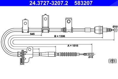 Ate Seilzug, Feststellbremse [Hersteller-Nr. 24.3727-3207.2] für Kia von ATE